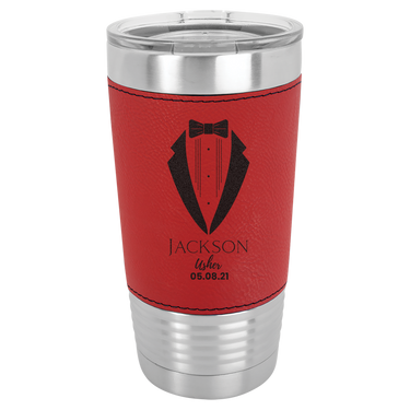 Personalized 20oz Leatherette Groomsmen Tumbler Gift